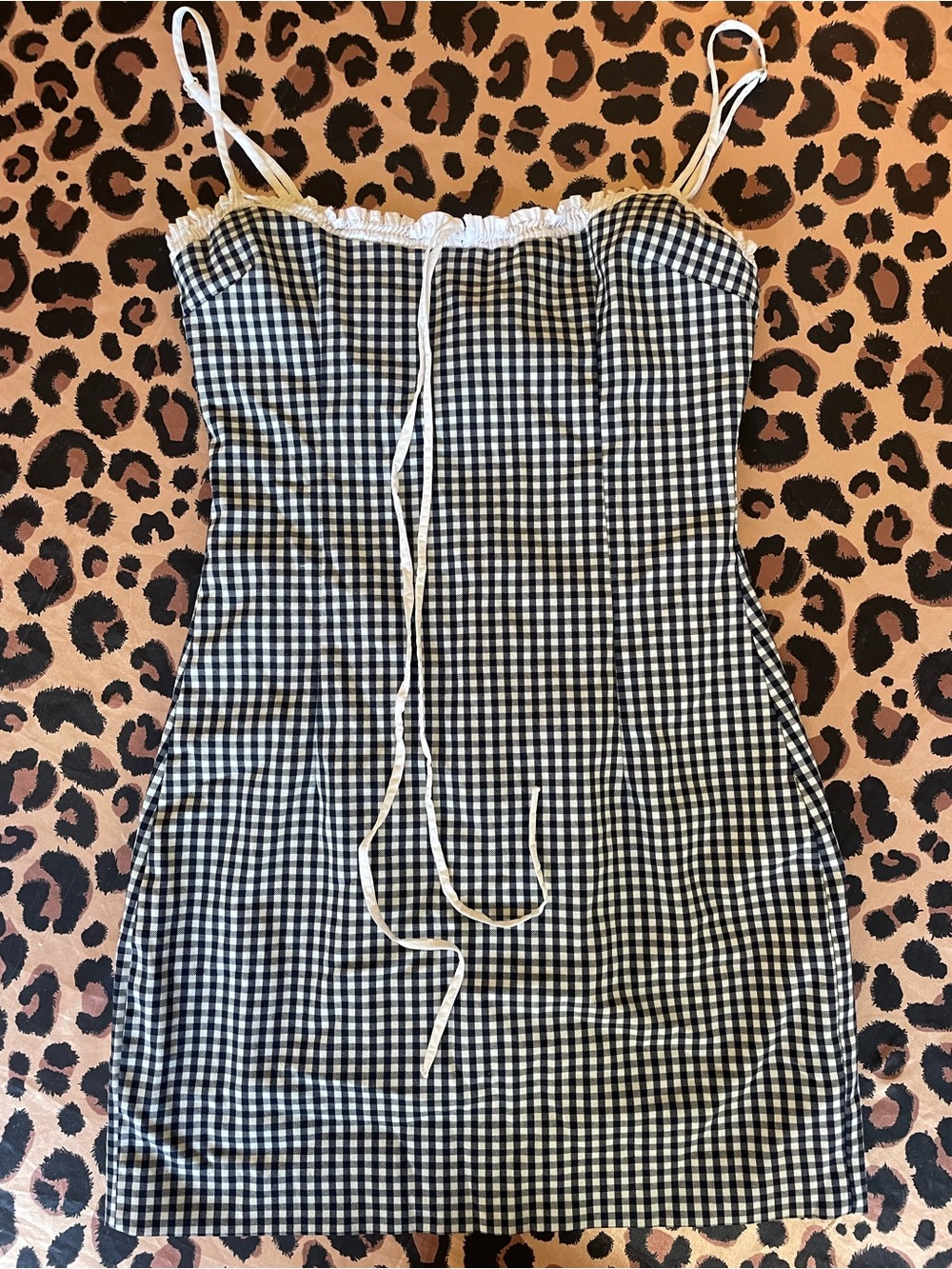 Black & White Gingham Spaghetti Strap Dress